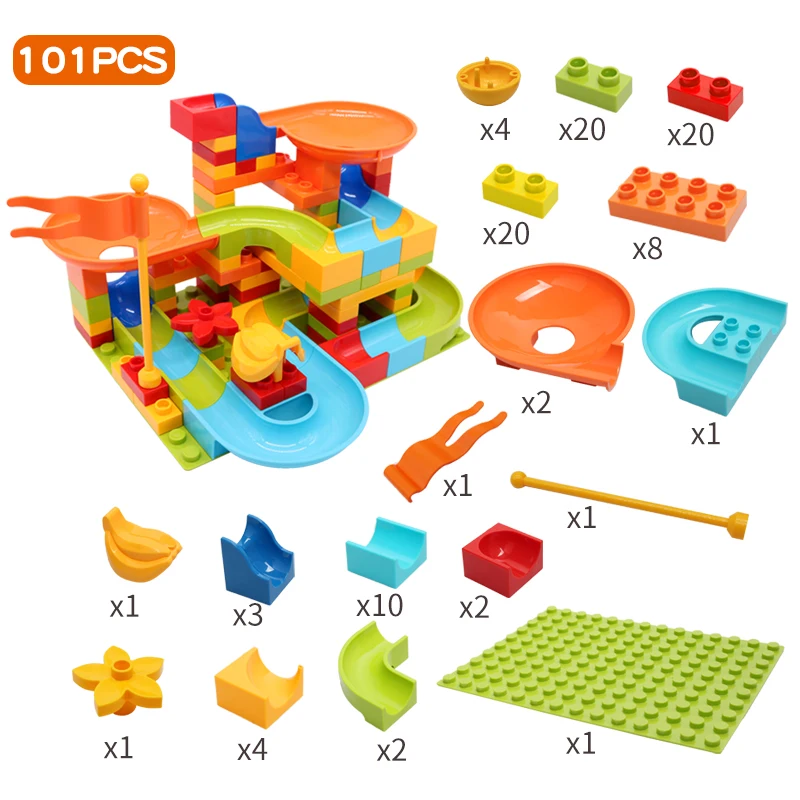 

404PCS Big Size Marble Race Run Blocks Maze Ball Track Building Blocks Plastic Funnel Slide Assemble DIY Bricks Kids Gift