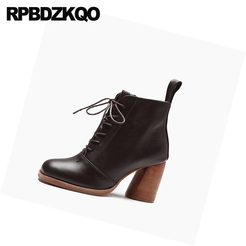 черный коренастый осень батильоны Настоящая кожа зимняя Квадратный носок на