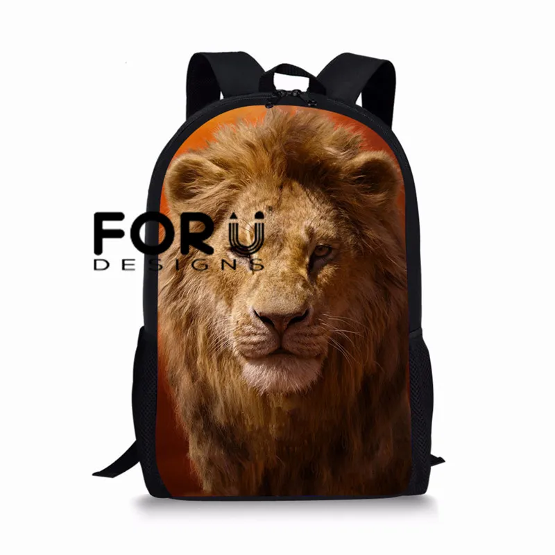 L5448C FORUDESIGNS/Школьный рюкзак с принтом «Король Лев» для мальчиков, повседневный мужской рюкзак для подростков, винтажная сумка с рисунком, 16 дюймов, Детская сумка - Цвет: L5448C