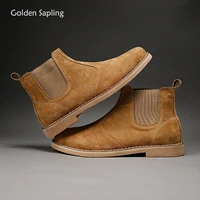 golden sapling chelsea boots men fashion leather casual shoes winter footwear classics mens boot leisure platform retro shoes