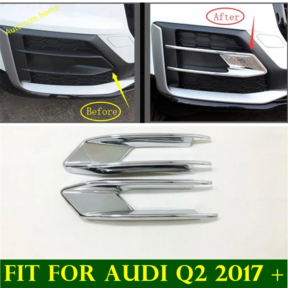 

Front Bumper Fog Lights Foglight Lamps Eyelid Eyebrow Stripes Cover Trim Chrome Fit For Audi Q2 2017 - 2020 ABS Auto Accessories