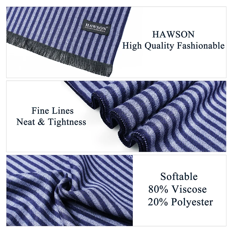 Мужской вискозный шарф HAWSON с полосатым рисунком теплые головные повязки для