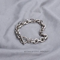 bracelet titanium steel bracelets layered bangles ladies round buckle jewellery couples fashion vintage silver color pulseras