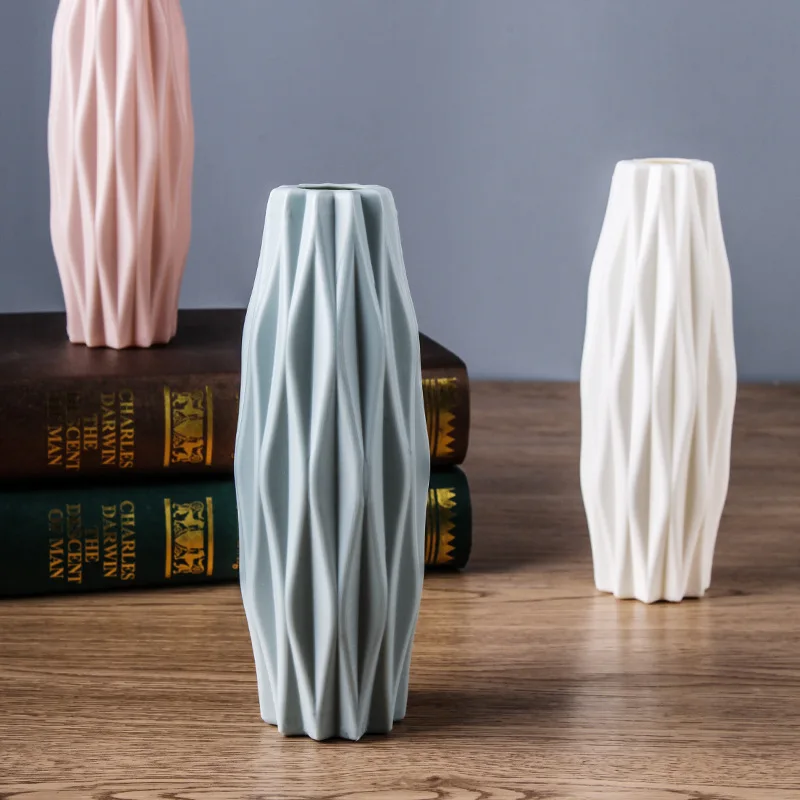 

1 Piece of PE Home Decoration Diamond/tree Vase Imitation Ceramic Plastic Vase Flower Basket Nordic Style Home Decoration