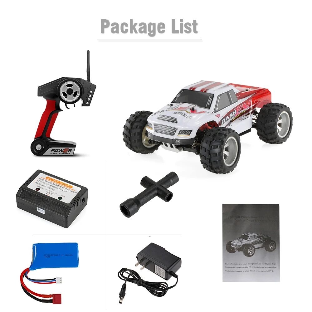 2 4G 1/18 WLtoys A979 B RC автомобиль 4WD 70 км/ч высокоскоростной Электрический