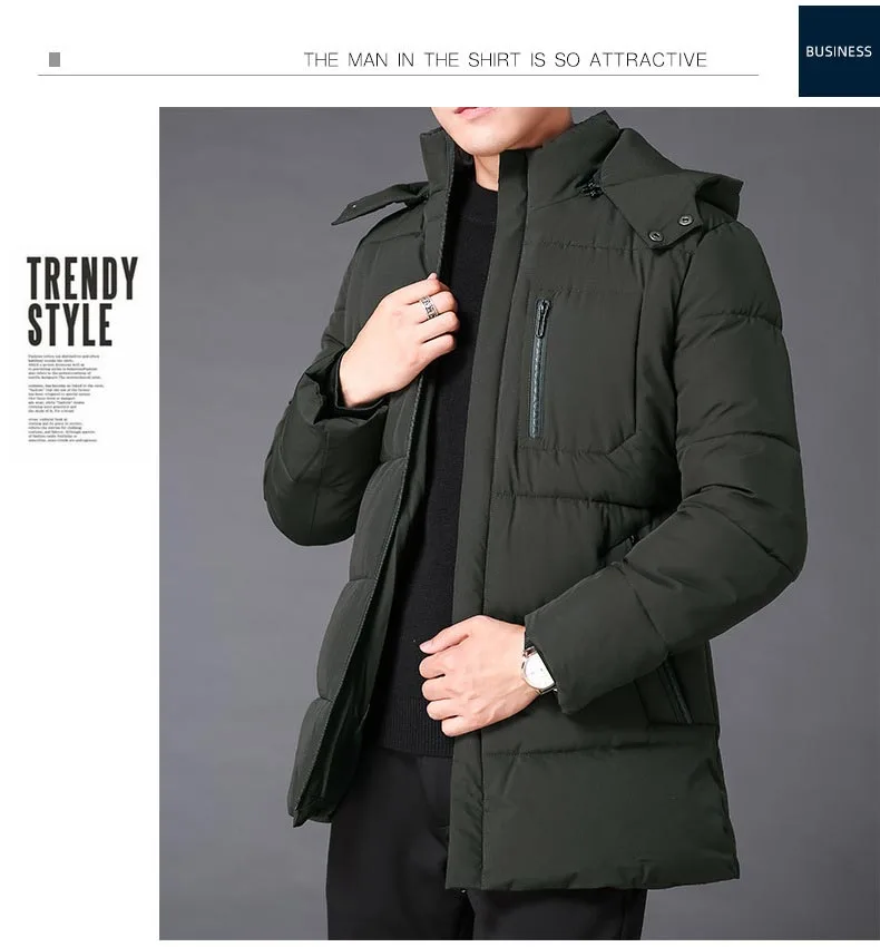 New Men's Winter Down Jacket High Quality Thick Winter Middle-Aged Warm Long Coat Cotton Clothes Men Parkas