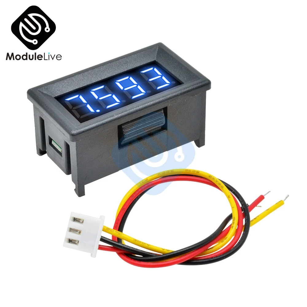 0.36 inch 0.36'' Mini Digital Voltmeter Volt Voltage Meter LED Panel Electric Voltage Tester 3 Wires 12V 24V 48V DC 0-100V 4 Bit