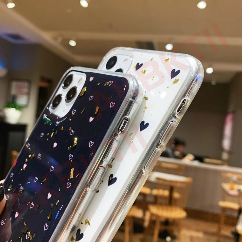 Luxury Love Heart TPU Case for Iphone 11 Pro Max XR XS 8 7 6s Plus Ultra Thin Slim Soft Silicone Clear Cover Coque Fundas |