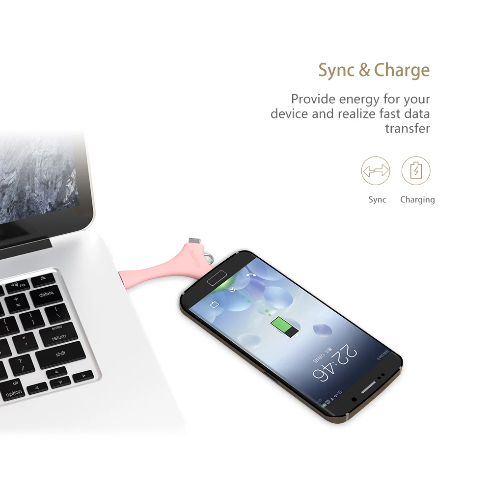 ORICO USB кабель с кольцом для ключей Micro B Тип C USB-C зарядные кабели Мобильный телефон