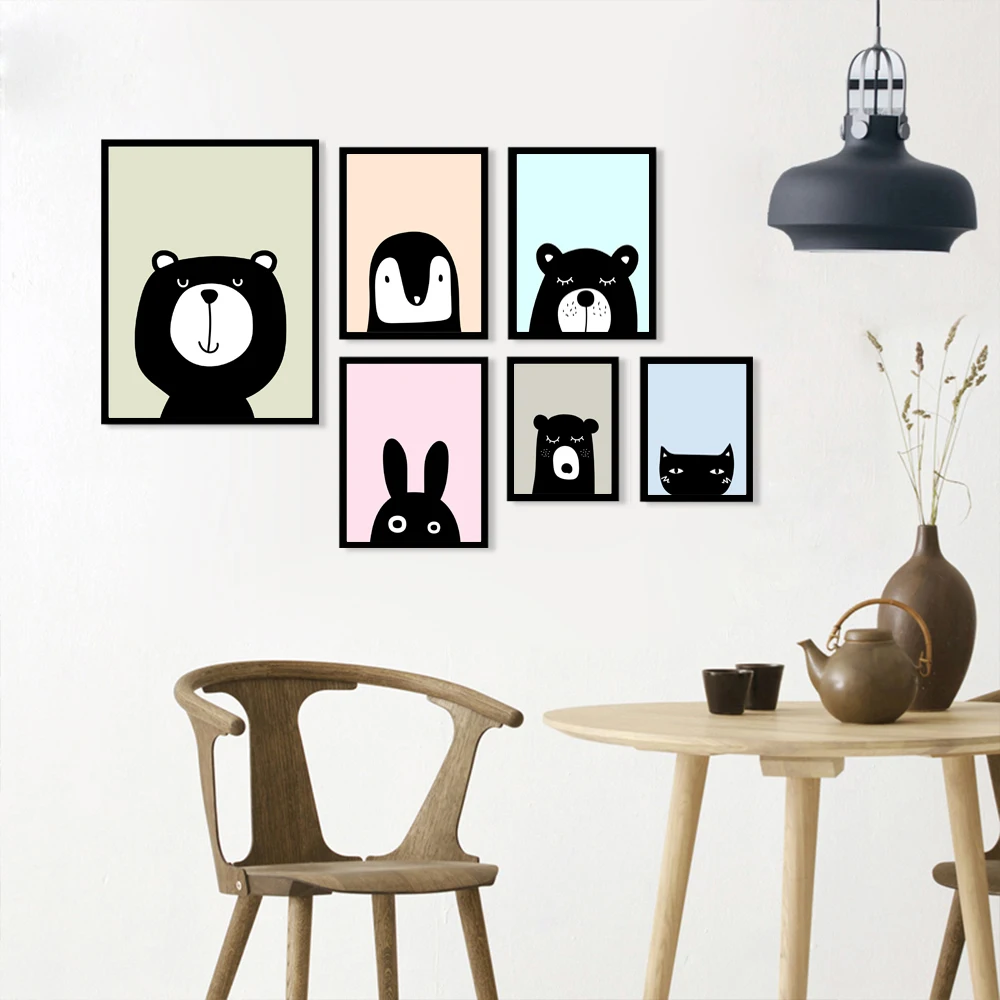 Животная живопись на холсте мультфильмы Медведь Кролик олень скандинавский