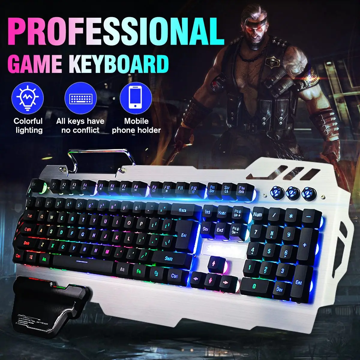 Игровая клавиатура Проводная игровая мышь набор 104 клавиш с RGB подсветкой русская