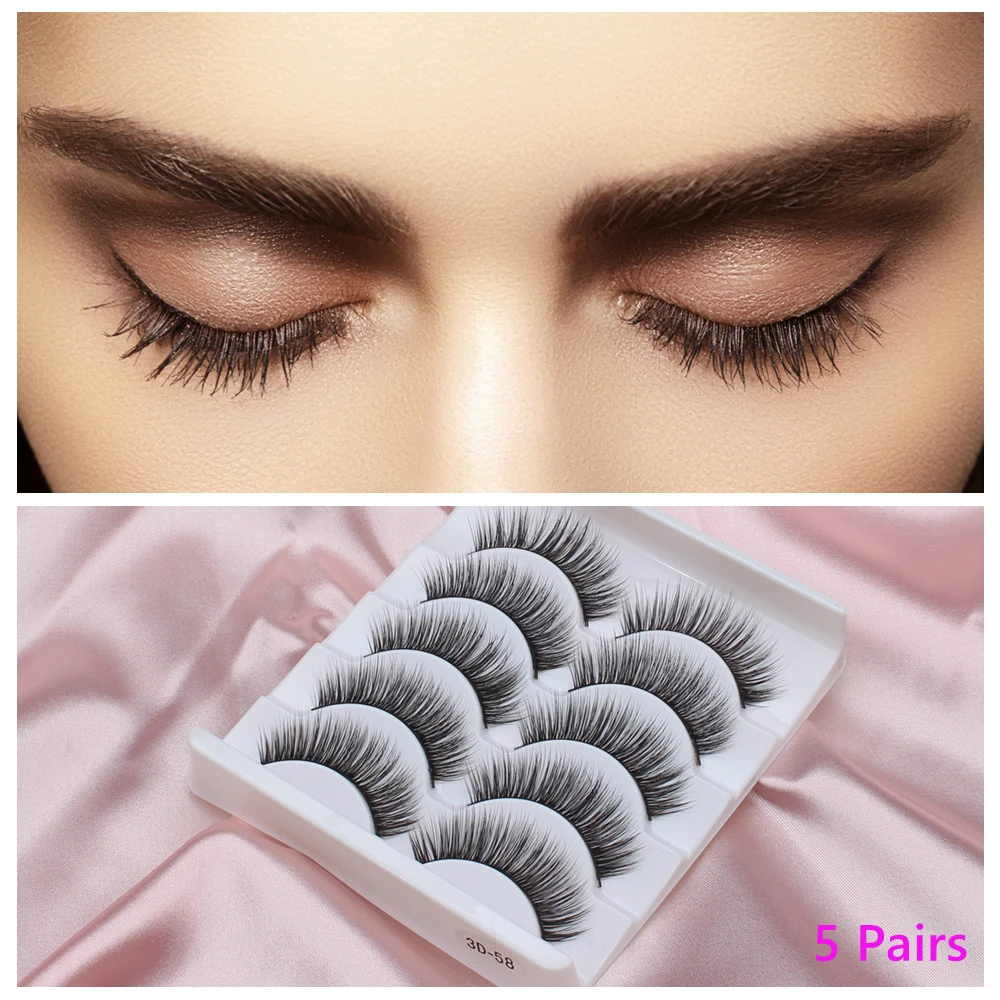 

3D 5 Pairs False Eyelahes Extension Faux Mink Eye Lashes Extension Bundles Wispy Fake Individual Women Eyes Makeup