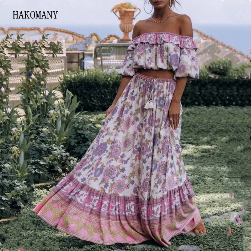 Женский комплект из 2 предметов розовая длинная юбка макси с эластичным поясом и