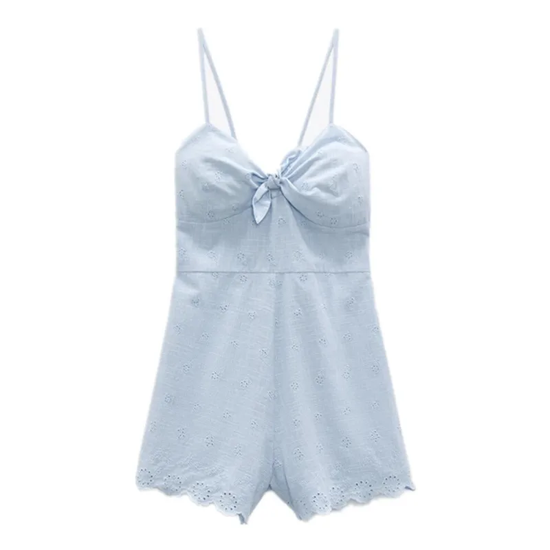 

Женский комбинезон с вышивкой ZA, комбинезон на бретелях с V-образным вырезом и бантом, Новинка лета 2021