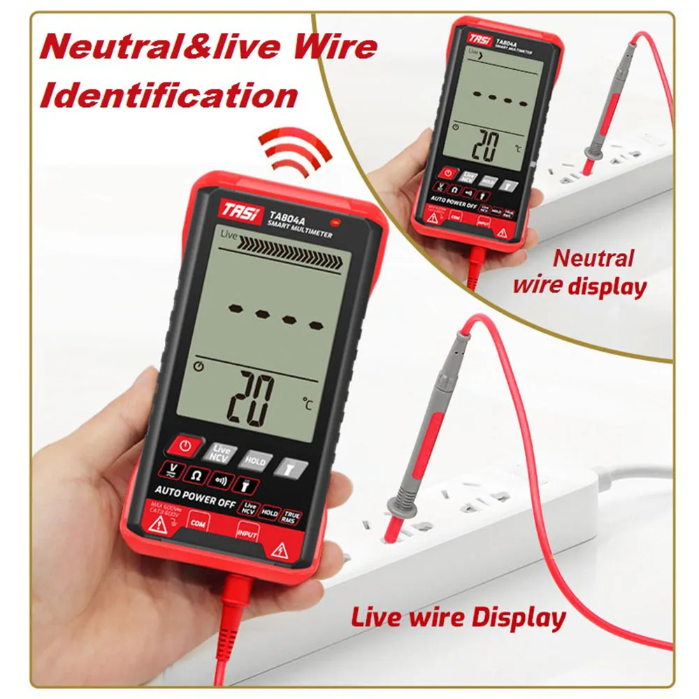 

TASI TA804A Digital Multimeter Professional Auto Tester True RMS Multimeter Ultra-Thin Intelligent OHM NCV Voltage Meter