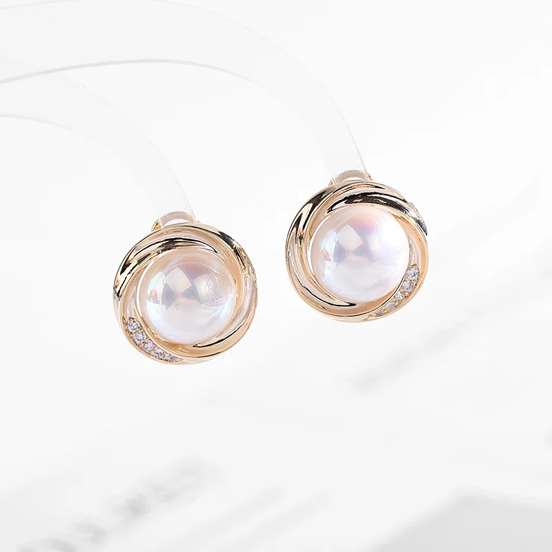 

AJC Women's earrings fashion cold wind retro irregular rim gold earrings circle pearl charm earrings