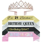1 шт. короны тиара для дня рождения Queen на день рождения для девочек торжественные пояса этикет плечевой ремень для дня рождения Юбилей бакалавра вечерние поставки