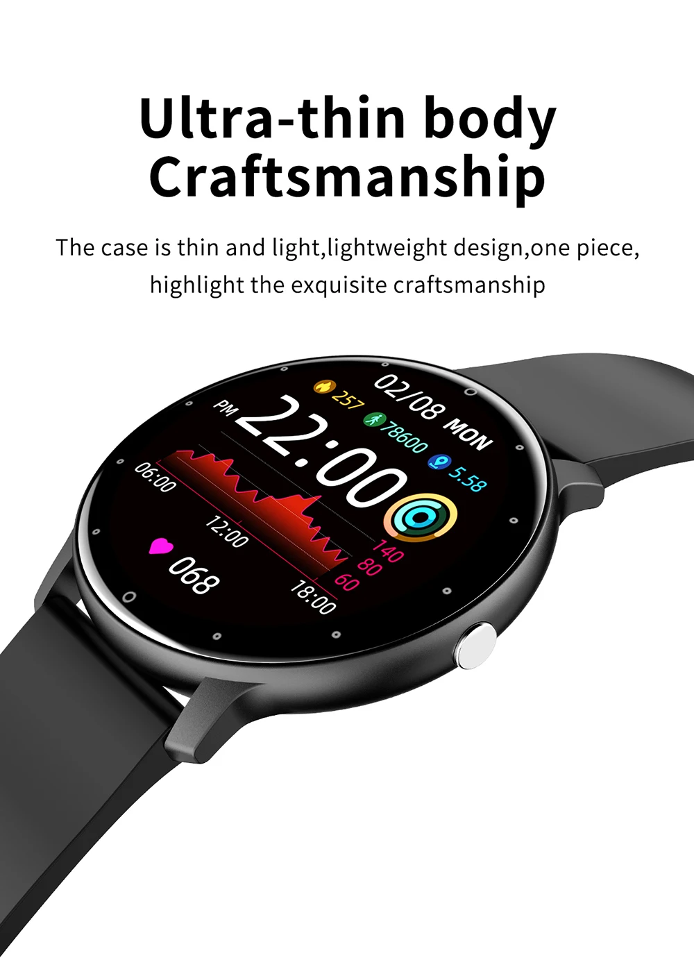 

ZL02 NEW Smart Watch Heart Rate Blood Pressure Blood Oxygen Ultra-thin Sleep Fitness Tracking Fashion Smartwatch For Ios Android