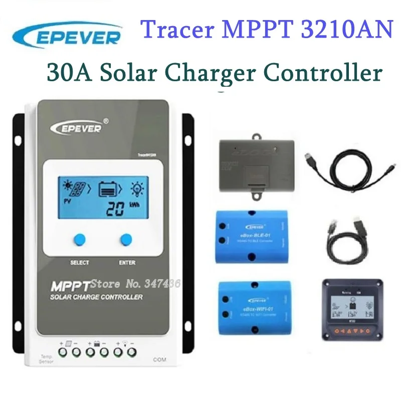 

EPEVER Tracer MPPT 30A Solar Charger Controller LCD 12V24V PV100V Auto High Efficiency Regulador Solar 3210AN