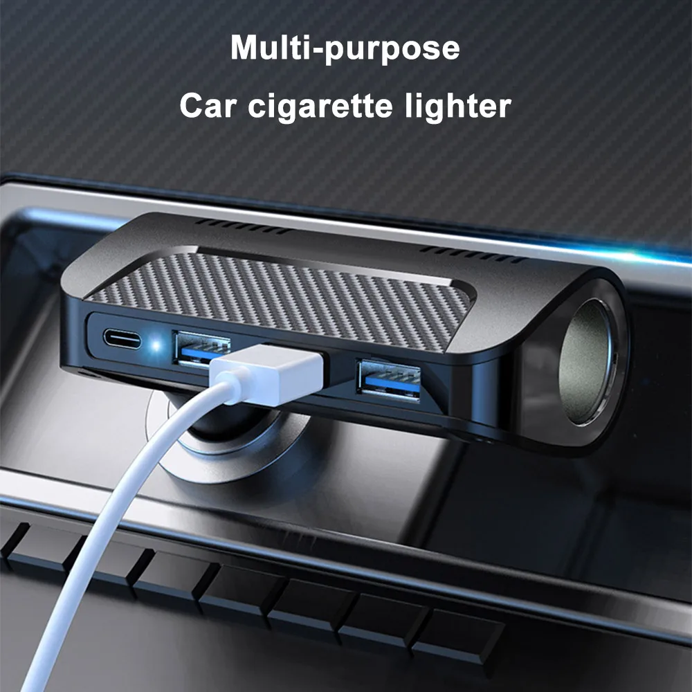 

5 in 1 120W Cigarette Lighter Socket Splitter DC Outlet 3 USB + 18W PD Car Fast Charger Adapter for iPhone GPS Dash Cam