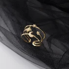 Трехслойное кольцо MloveAcc со звездами и луной, циркониевое блестящее крутое женское регулируемое Открытое кольцо из серебра