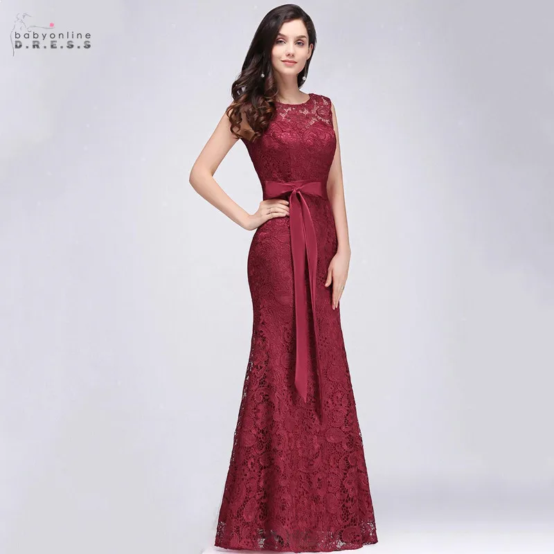 Vestido de Festa Русалка бордовые кружевные вечерние платья Длинные Сексуальные Illusion