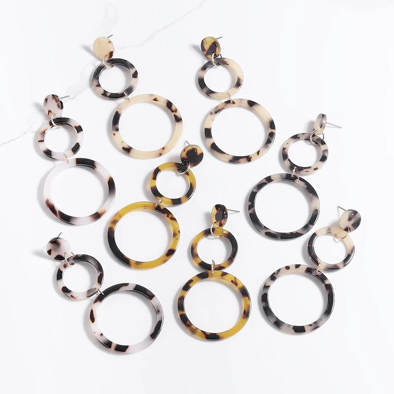 Ретро Черепаховые Серьги Геометрические акриловые серьги для женщин большие