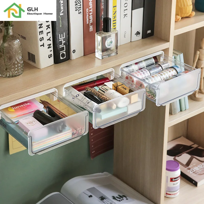 Самоклеящийся поднос для карандашей под столом ящик-органайзер Настольный ящик