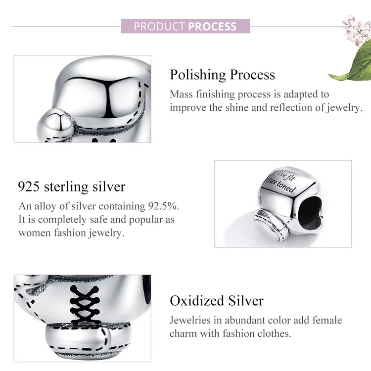 

Silver 925 Charm Pendant Original fit Bracelet or Bangle European Luxury Brand Jewelry Sports Boxing Metal Beads Bijoux