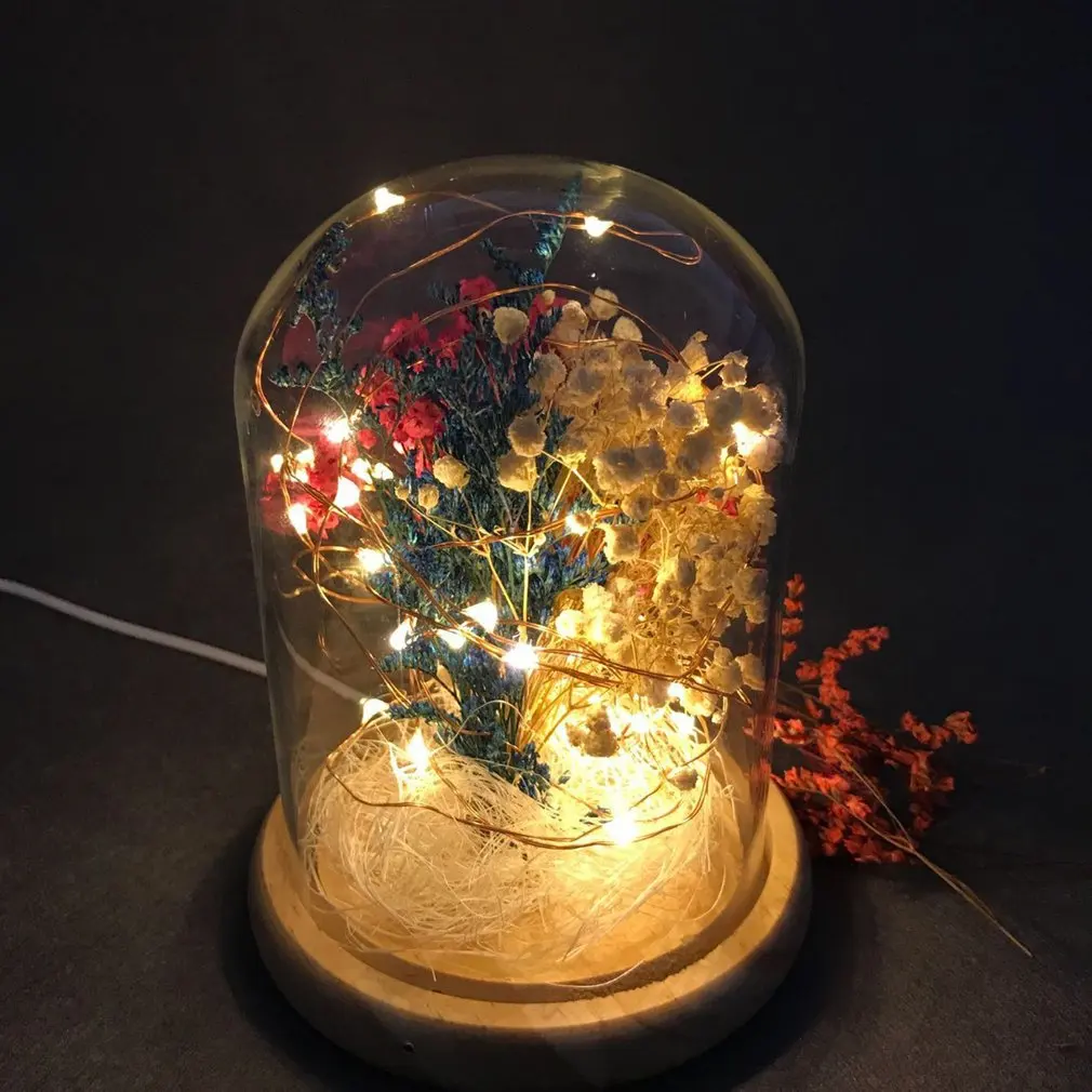 Настольная лампа с серебряным цветком и огненным деревом скандинавские