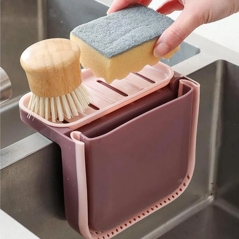 

Suction Cup Sink Drain Basket Foldable Sink Hanging Kitchen Waste Trash Can Sponge Steel Wire Ball Storage Basket Rack