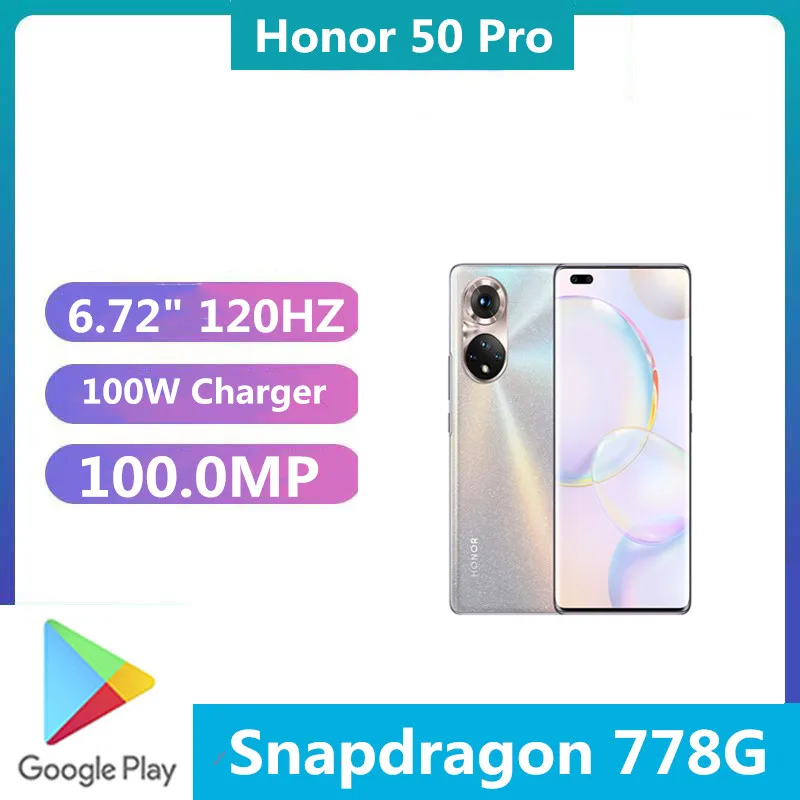 Быстрая доставка DHL Honor 50 Pro 5G сотовый телефон 6 72 &quot120 Гц 100.0MP Камера 100W Супер