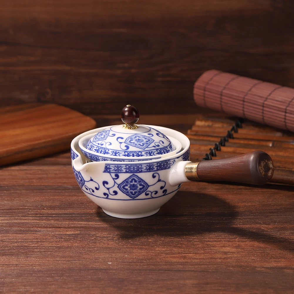 

Китайский чайный набор Gong Fu, портативный вращающийся на 360 градусов чайник, керамический чайный инфузер, полуавтоматическая чайная посуда д...