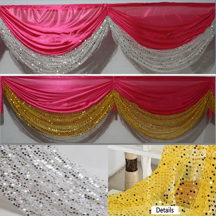 Ice Silk With Sequin Table Swag Valance Drape For Table Skirt Table Cloth Party Event Decoration Wedding Backdrop Curtain Swag