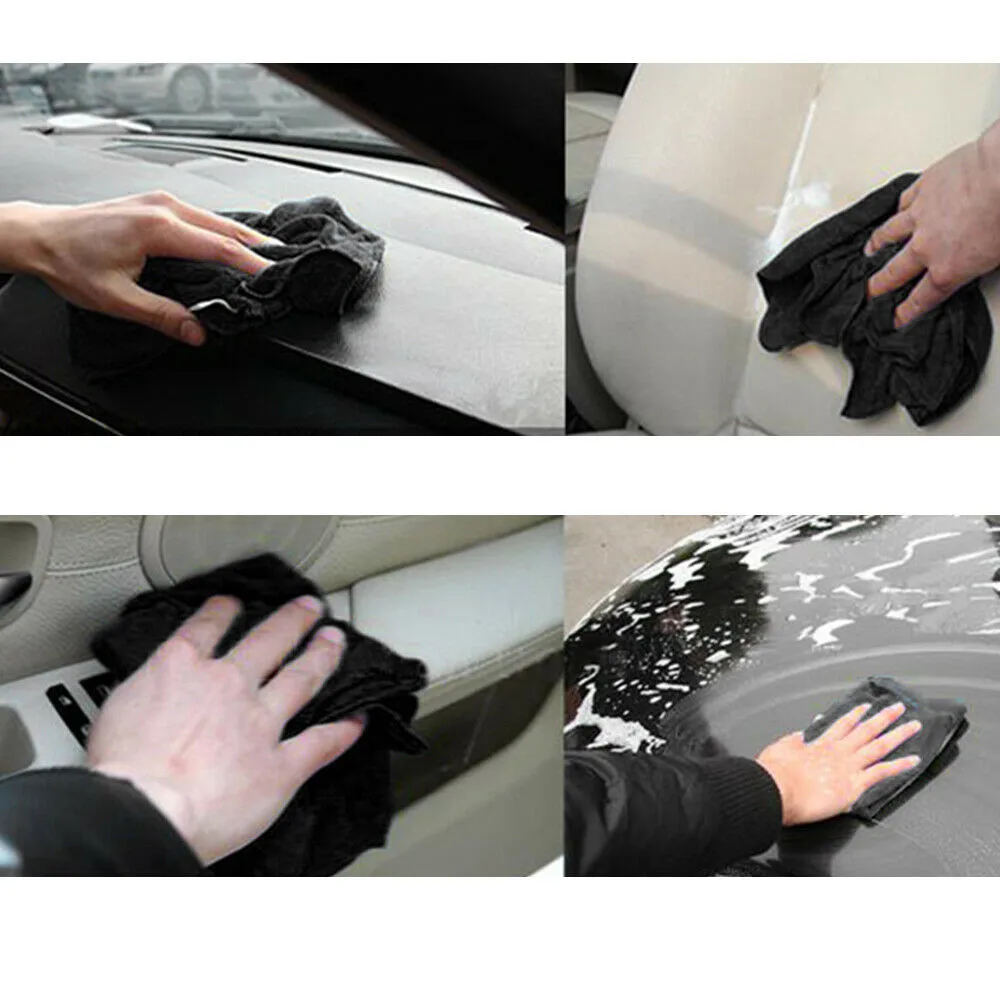 

10pcs Car Cleaning Cloth 40x40cm Black Comfortable Household Microfiber