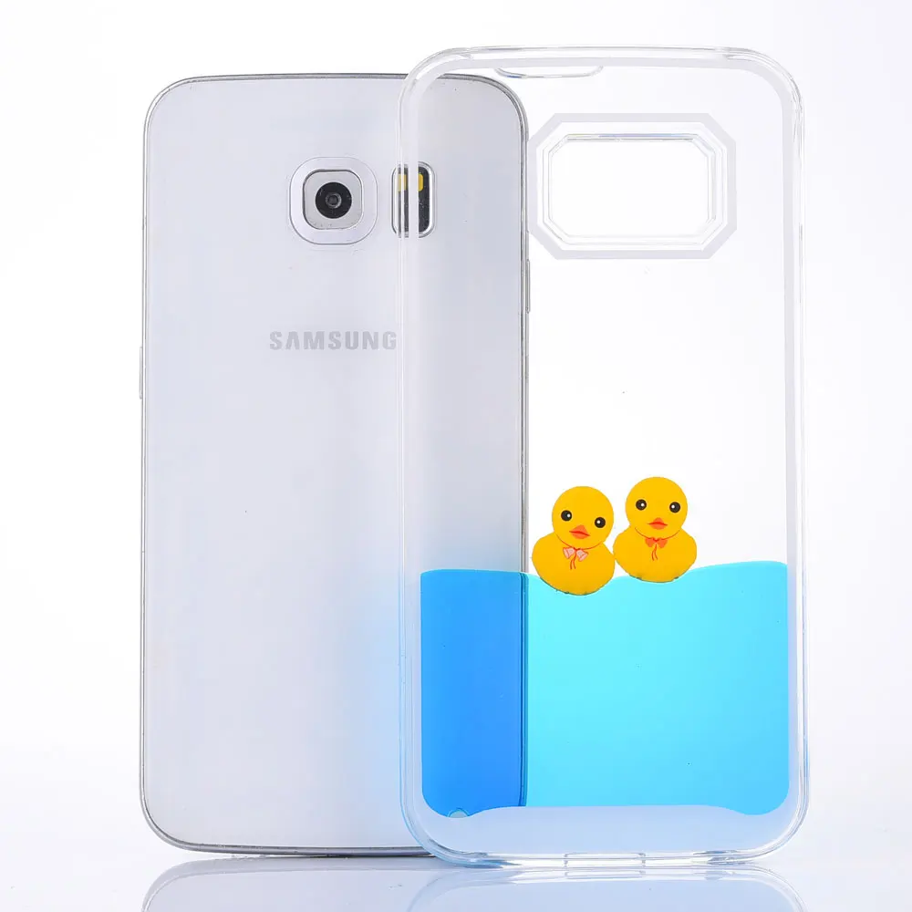 FQYANG прекрасный Дак динамический Жидкий чехол для телефона для samsung S6EDGE S5 течет желтая утка жидкость задняя крышка для samsung NOTE4 чехол