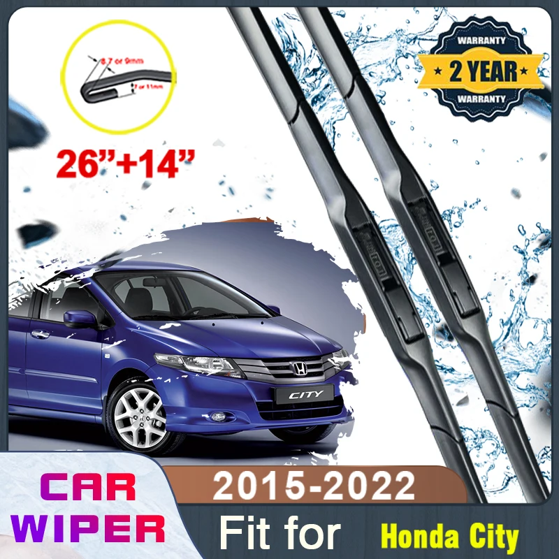 

Для Honda City GM GN 2015 ~ 2022, стеклоочистители переднего ветрового стекла, стеклоочистители, щетки для лезвия автомобиля, Цвет S-образный 2016