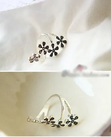 Простое ретро-кольцо с цветком сливы античное серебряное покрытие бронзовое