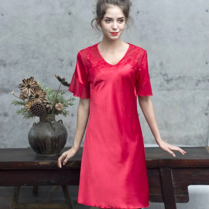 Женская одежда для сна, Женская Лаковая юбка из материала Ice Silk с короткими рукавами, сексуальная одежда для сна, юбка для дома, платье для сна, юбка, одежда для сна