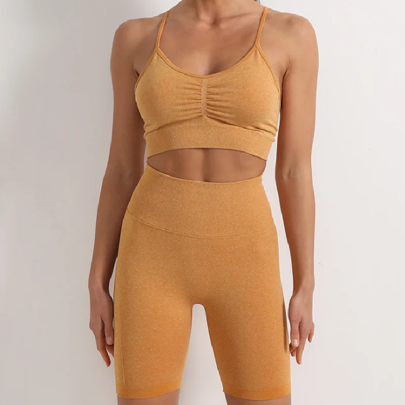 

2021 New Yoga Suit Women's Sports Outdoor Bra With A Beautiful Back Crescent Five-Cent Pants