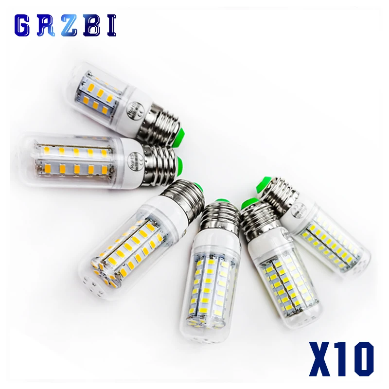 

10pcs/lot E27 E14 LED Lamp 220V 230V LED Bulb SMD 5730 LED Light 24 36 48 56 69 72 LEDs Corn Bulbs Chandelier For House Lighting