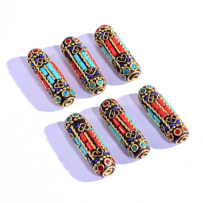 Винтаж бусины в тибетском стиле непальское индийское длинные цилиндрическая