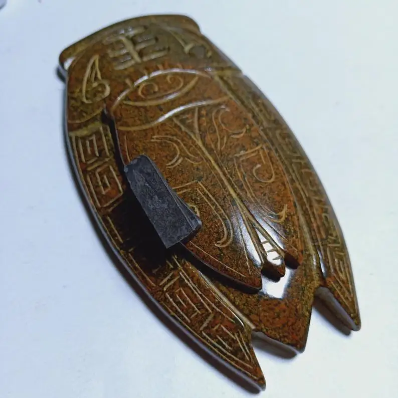 Античная Подвеска метеорит Цикада inkstone Золотой Магнитный нефрит Hongshan Culture | Дом и