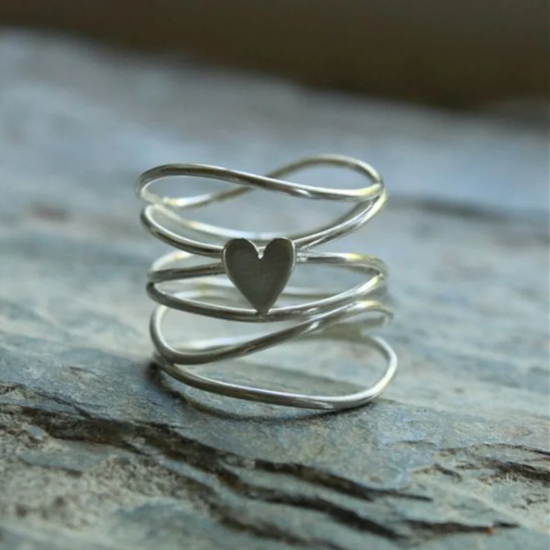 

Personality Silver Women's Winding Distortion Love Rings Bridal Engagement Wedding Banquet Party Jewelry Christmas Gift