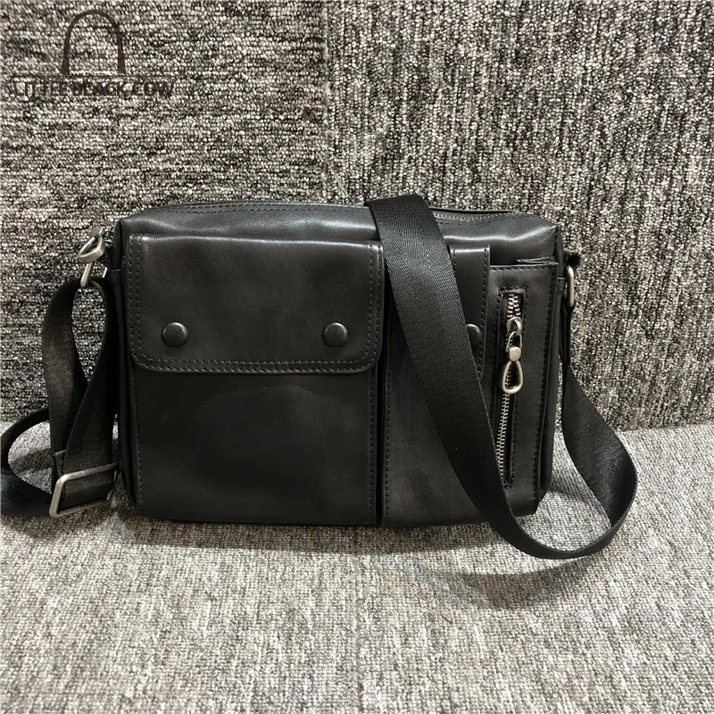 

Vintage Crossbody Messenger Bags Business Work Packing Cow Genuine Leather Shoulder Bags Office Sac A Main Sling Bag Black