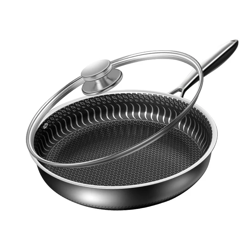 

316 Stainless Steel Non-Stick Frying Pan Without Oil Smoke Non-Stick Pan Uncoated Induction Cooker Gas Universal