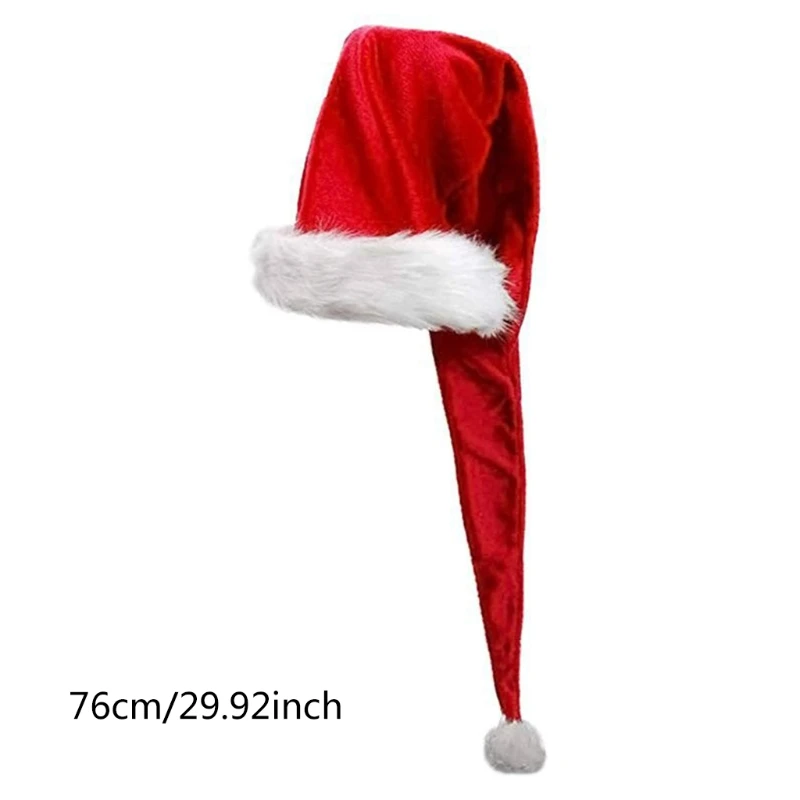 

New Long Christmas Santa Hat, Overlength Plush Christmas Santa Claus Xmas Long-tail Hat for Decor (2 Size Optional)