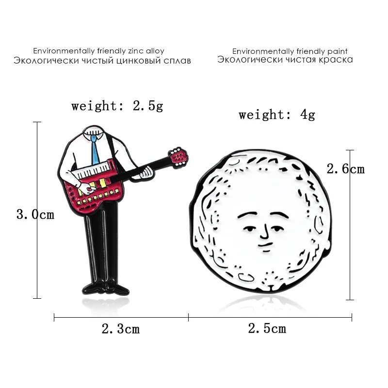 

Head Separated Hip-hop Brooch Pin Fashion Pin Jewelry Chest Brooch Pop Music Player Playing Creative Brooch Jewelry Accessories