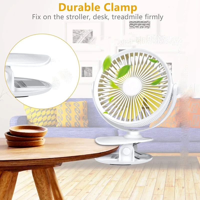 Вентилятор с зажимом для коляски вентилятор перезаряжаемой батареей