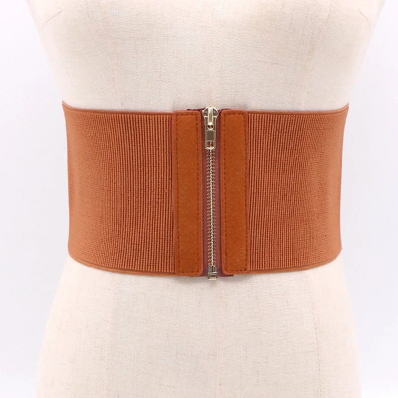 

Women Elastic Waist Belt Dress Belt Accessories Stretch Wide Zipper Corset Cummerbund Waistband Dress Adornment For Women Strap
